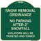 Signmission Snow Removal Ordinance No Parking After 2 Snowfall Heavy-Gauge Alum Sign, 18" x 18", G-1818-22886 A-DES-G-1818-22886 - alternate 1